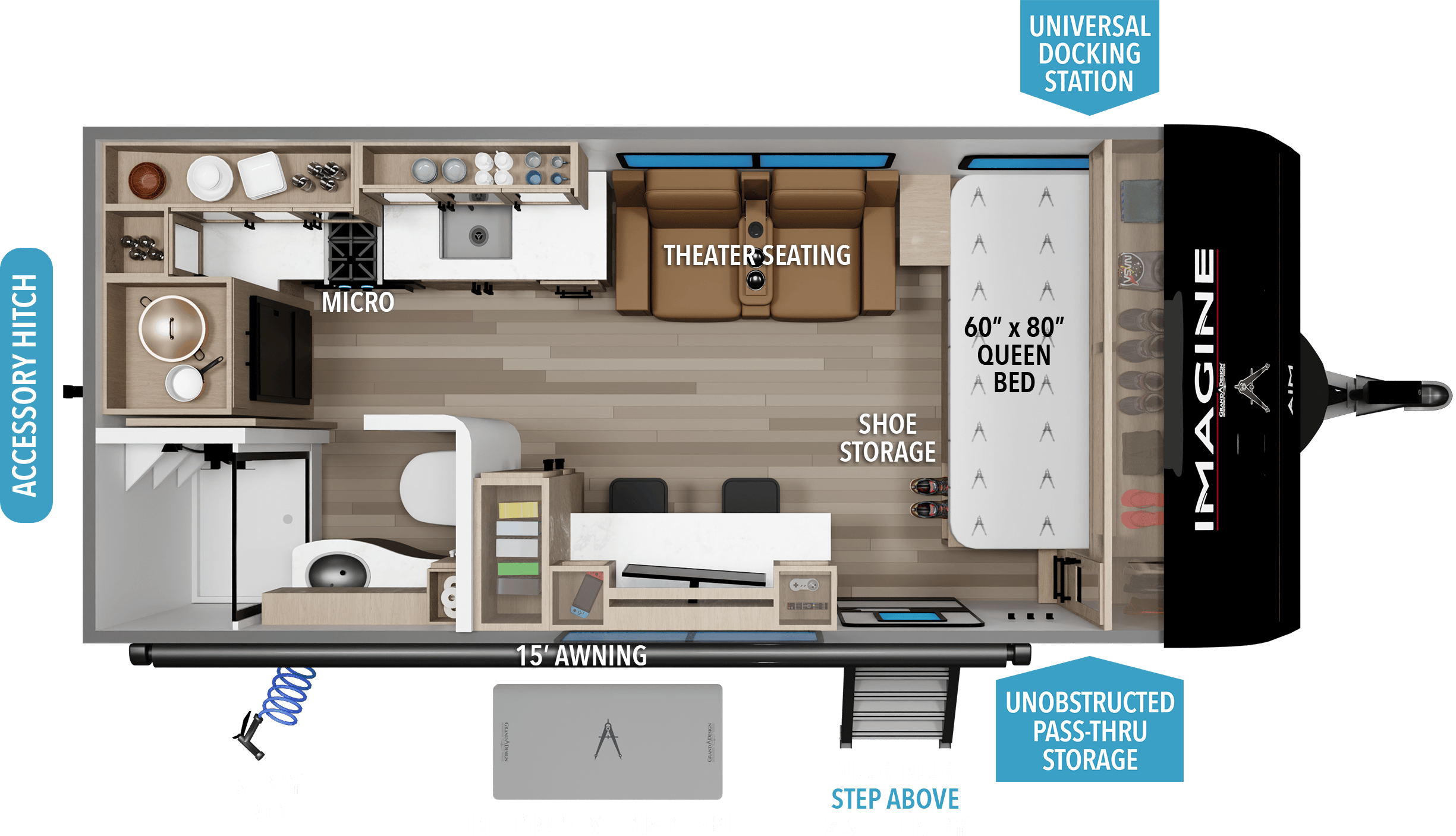 2027 Grand Design Imagine AIM 19MLA floorplan