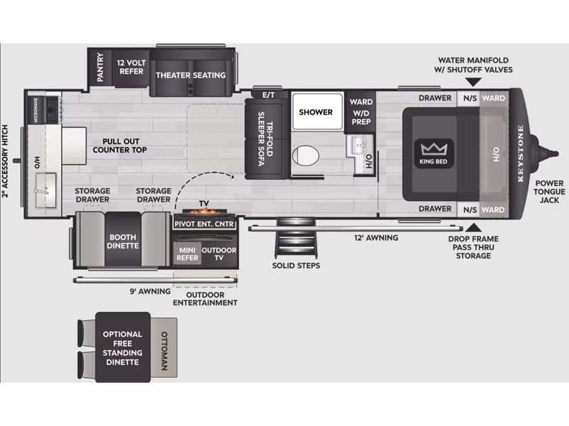 2027 Keystone COUGAR HALF-TON 29RKE floorplan