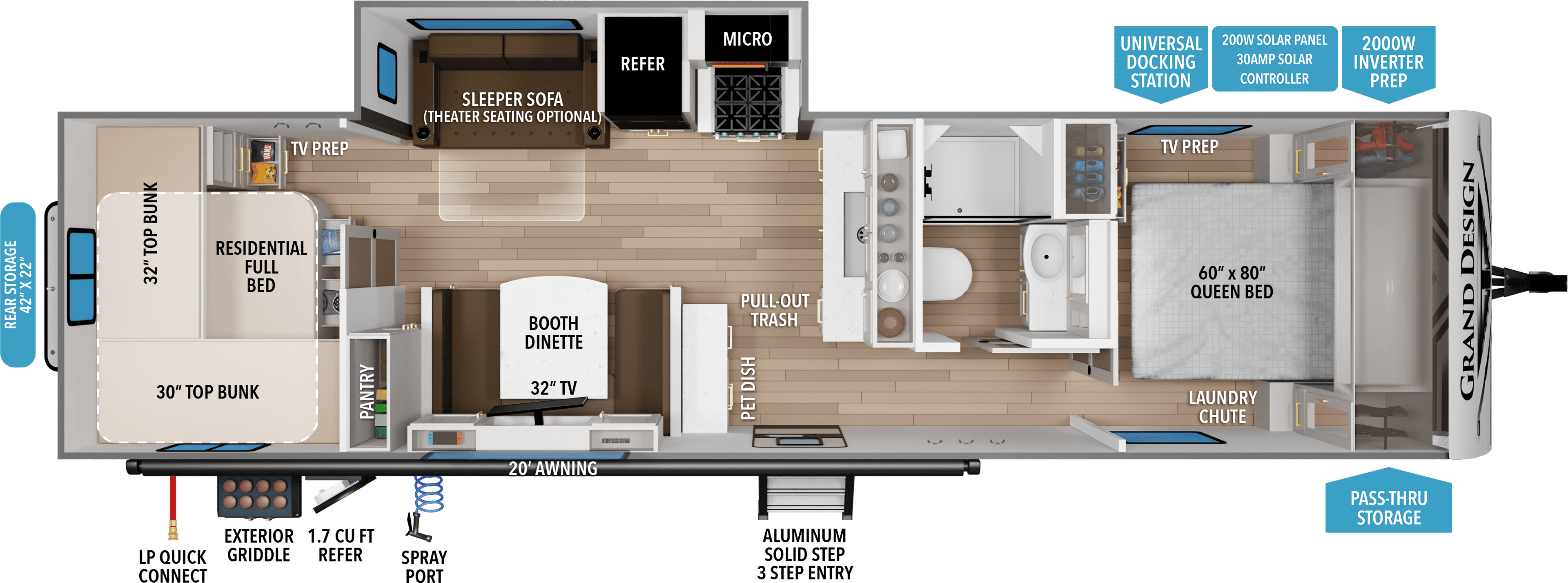 2027 Grand Design Transcend 295QBT floorplan