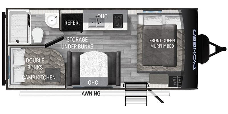 2024 Heartland Pioneer PI BH 170 floorplan