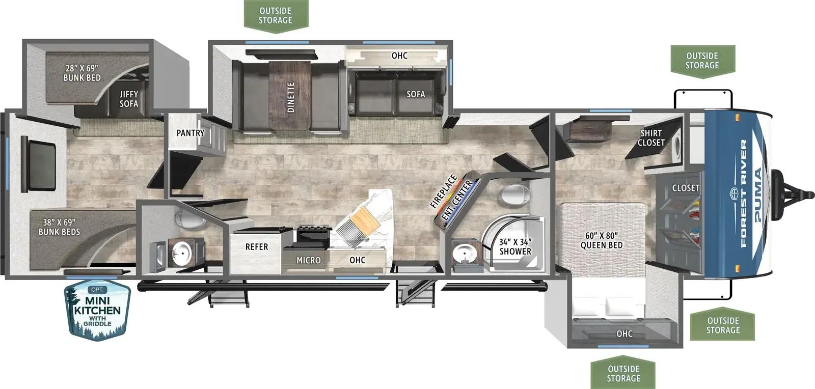 2027 Forest River Puma 32BHQS floorplan