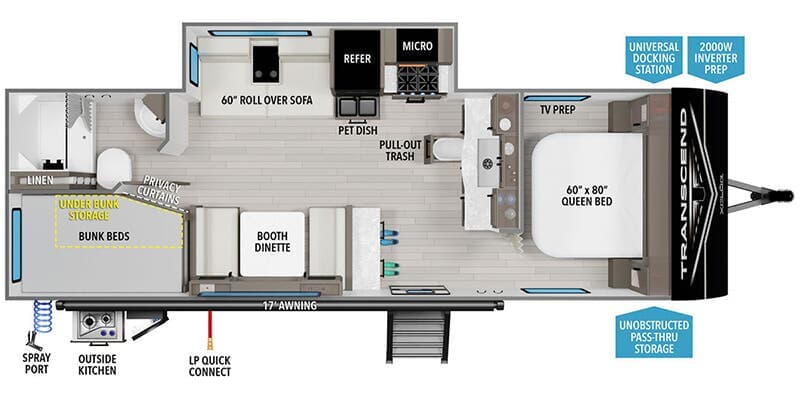 2025 Grand Design Transcend XPLOR 26BHX floorplan