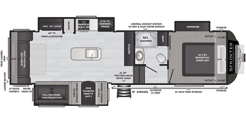 2021 Keystone Sprinter Campfire 30RL floorplan