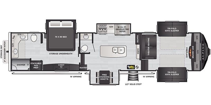 2021 Keystone Alpine 3700FL floorplan