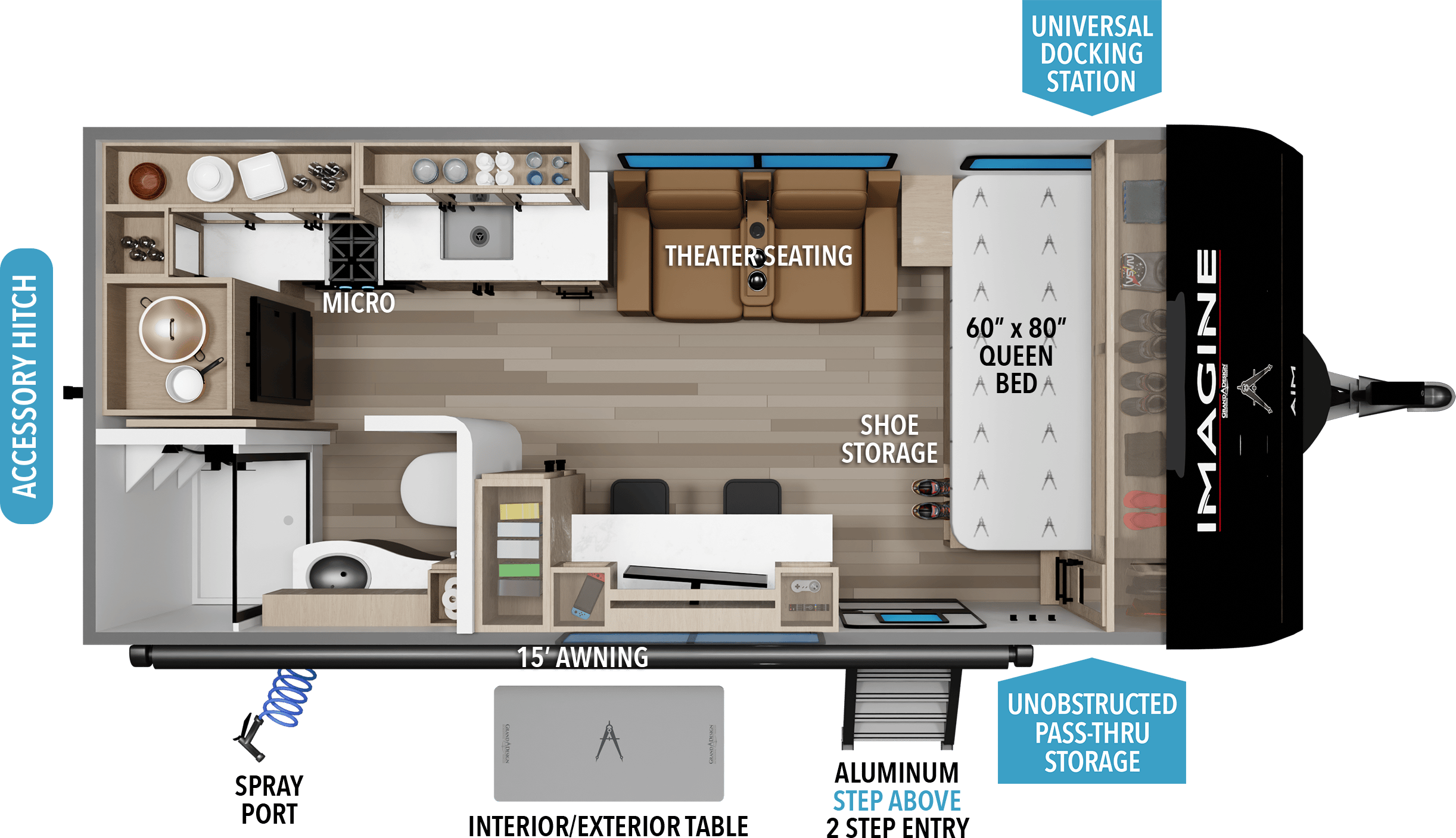 2027 Grand Design Imagine AIM 19MLA floorplan
